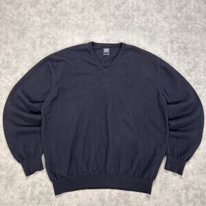 Vintage Boggi Milano 100% Virgin Wool V-Neck Sweater Made in Italy Navy Mens M